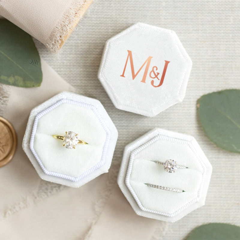 Velvet Jewelry Box - Custom Wedding Rings Box One Two