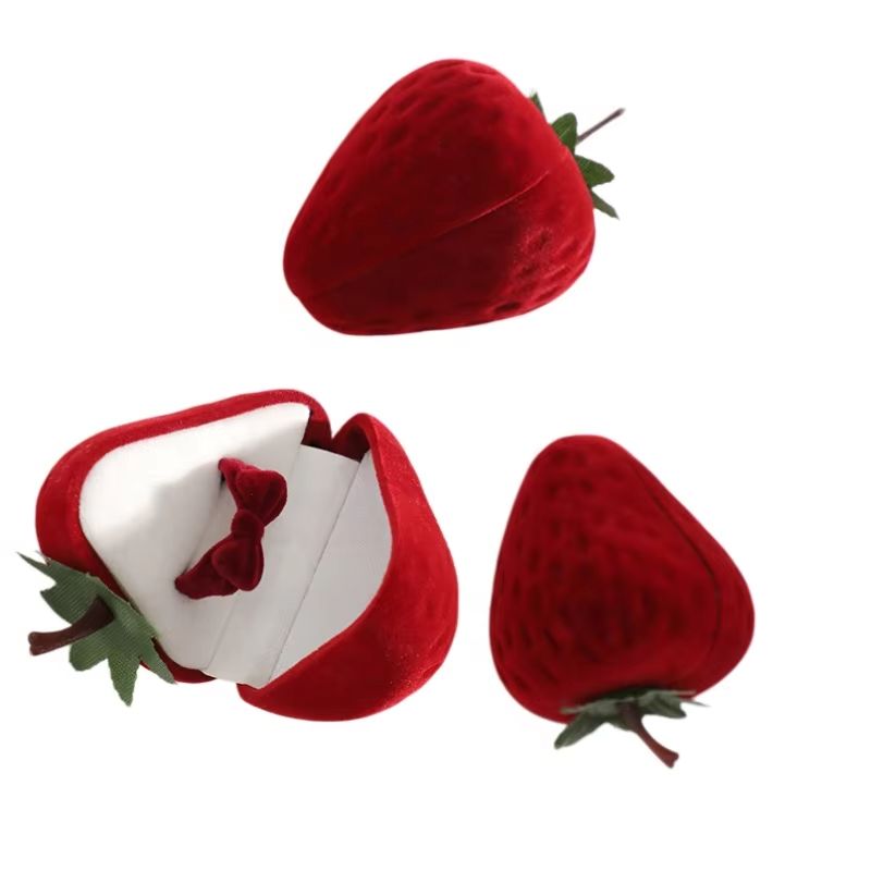 Cute Strawberry Ring Box Straw - đánh giá và giá Velvet Jewelry Box