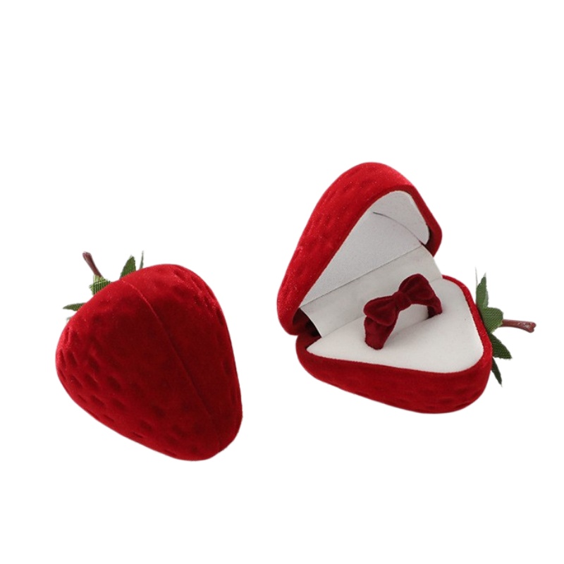 Cute Strawberry Ring Box Straw - đánh giá và giá Velvet Jewelry Box