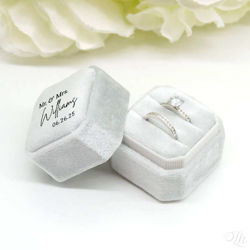 Personalized Wedding Ring Box  - đánh giá và giá Velvet Jewelry Box