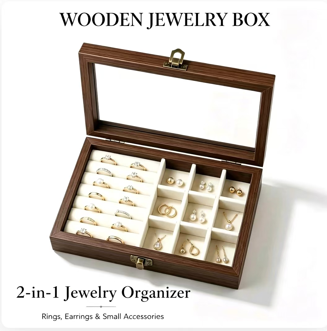 Bedroom Desktop Walnut Pattern - đánh giá và giá Velvet Jewelry Box