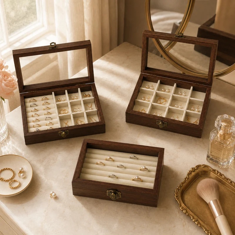Bedroom Desktop Walnut Pattern - đánh giá và giá Velvet Jewelry Box