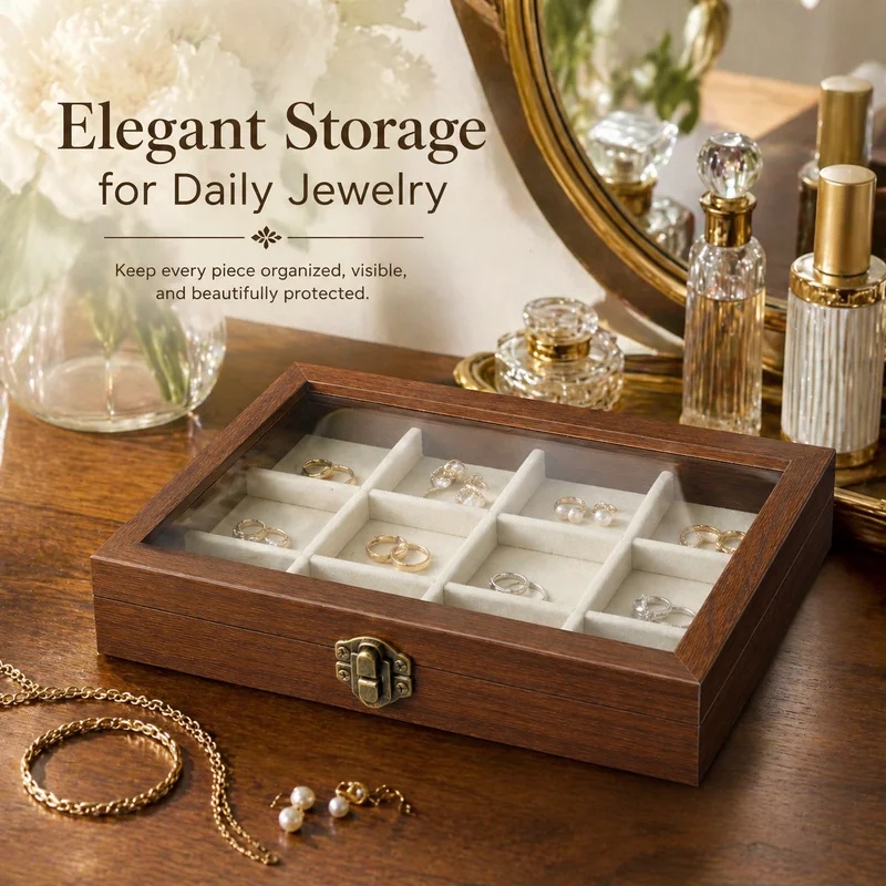 Bedroom Desktop Walnut Pattern - đánh giá và giá Velvet Jewelry Box